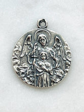 Load image into Gallery viewer, Guardian Angel Medal - Sterling Silver - Antique French Reproduction CeCeAgnes Rosary Parts
