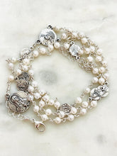 Load image into Gallery viewer, Sterling Silver &amp; Freshwater Pearl Seven Rosary Necklace - Seven Sorrows Chaplet
