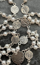 Load image into Gallery viewer, Sterling Silver &amp; Freshwater Pearl Seven Rosary Necklace - Seven Sorrows Chaplet
