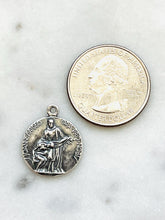 Load image into Gallery viewer, Saint Raphael and Saint John of God Sterling Silver Medal - Antique Reproduction
