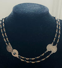 Load image into Gallery viewer, Wearable Bronze and Black Tourmaline Servite Chaplet - Double Strand Beaded Rosary Necklace
