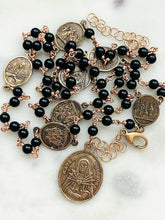 Load image into Gallery viewer, Wearable Bronze and Black Tourmaline Servite Chaplet - Double Strand Beaded Rosary Necklace
