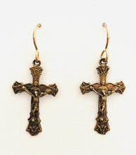Load image into Gallery viewer, Angel Crucifix Bronze Earrings

