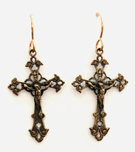Load image into Gallery viewer, Delicate Crucifix Bronze Earrings
