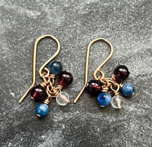 Load image into Gallery viewer, Red, White and Blue Gemstone Earrings - Bronze -
