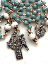Load image into Gallery viewer, Burma Jade Rosary with Bronze Medals – Freshwater Pearl Accents
