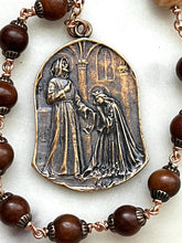 Load image into Gallery viewer, Wire-Wrapped Wood and Bronze Single Decade Rosary – Saint Francis, Saint Elizabeth Medals
