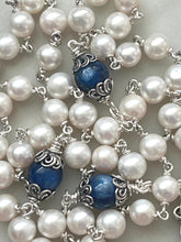 Load image into Gallery viewer, Heirloom Rosary - Sterling Silver - Freshwater Pearl and Kyanite
