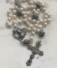 Load image into Gallery viewer, Freshwater Pearl Rosary: Sterling Silver Art Nouveau Medals
