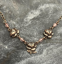 Load image into Gallery viewer, Rosebud Necklace - Solid  Bronze Blessed Virgin Mary and Sacred Heart

