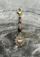 Load image into Gallery viewer, Bag Charm - Sacred Heart Zipper Pull - Bronze and Sardonyx
