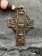 Load image into Gallery viewer, First Communion Children’s Rosary: Aquamarine &amp; Bronze Single Decade Tenner - Guardian Angel
