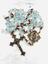 Load image into Gallery viewer, Large Divine Mercy Chaplet - Bronze, Blue Topaz and Garnet Rosary - CeCeAgnes
