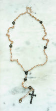 Load image into Gallery viewer, Peach Moonstone Rosary Necklace – Solid Bronze Functional Jewelry
