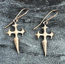 Load image into Gallery viewer, Saint James Cross Bronze Earrings
