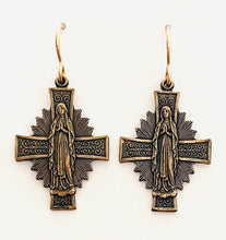 Load image into Gallery viewer, Cross and Immaculate Conception Bronze Earrings
