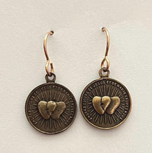 Load image into Gallery viewer, Sacred Hearts of Jesus and Mary Bronze Earrings
