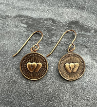 Load image into Gallery viewer, Sacred Hearts of Jesus and Mary Bronze Earrings
