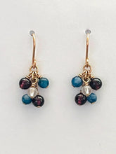 Load image into Gallery viewer, Red, White and Blue Gemstone Earrings - Bronze -
