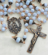 Load image into Gallery viewer, Spanish Bronze Rosary – Blue Lace Agate Gemstone, OL of Carmel Center
