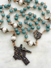 Load image into Gallery viewer, Burma Jade Rosary with Bronze Medals – Freshwater Pearl Accents
