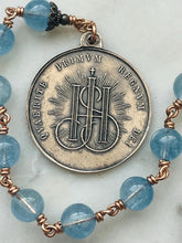 Load image into Gallery viewer, Evangelist Rosary: Aquamarine , Moonstone &amp; Bronze Single Decade Tenner
