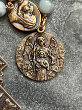 Load image into Gallery viewer, First Communion Children’s Rosary: Aquamarine &amp; Bronze Single Decade Tenner - Guardian Angel
