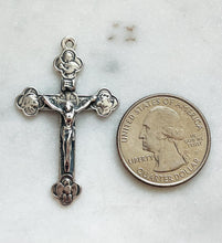 Load image into Gallery viewer, Evangelist Crucifix Pendant - Sterling Silver - Antique Reproduction CeCeAgnes Rosary Parts
