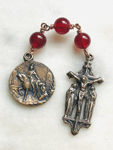 Load image into Gallery viewer, Saint Martin Three Hail Mary Chaplet - Bronze and Carnelian
