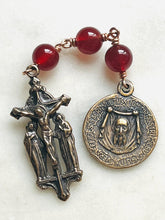 Load image into Gallery viewer, Saint Martin Three Hail Mary Chaplet - Bronze and Carnelian

