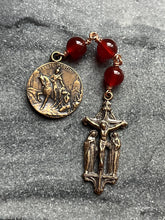 Load image into Gallery viewer, Saint Martin Three Hail Mary Chaplet - Bronze and Carnelian
