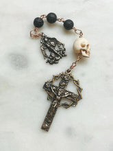 Load image into Gallery viewer, Saint Michael Three Hail Mary Chaplet - Bronze and Lava Beads - Memento Mori
