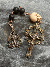Load image into Gallery viewer, Saint Michael Three Hail Mary Chaplet - Bronze and Lava Beads - Memento Mori
