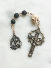 Load image into Gallery viewer, Saint Michael Three Hail Mary Chaplet - Bronze and Lava Beads - Memento Mori
