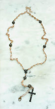 Load image into Gallery viewer, Wearable Rosary - Necklace - Rosebuds – Faceted Moonstone - Solid Bronze
