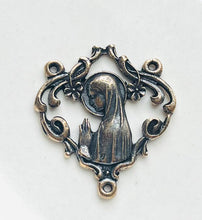 Load image into Gallery viewer, Virgin Mary Rosary Center: Bronze Antique Reproduction Rosary Parts
