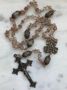 Topaz Rosary - Bronze - Rondelle Gemstones - Wire-Wrapped