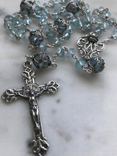 Load image into Gallery viewer, Blue Topaz Rosary - Argentium and Sterling Silver - Marion Auspice
