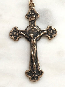 Star Halo Crucifix Pendant - Sterling Silver or Bronze - Antique Reproduction - 608