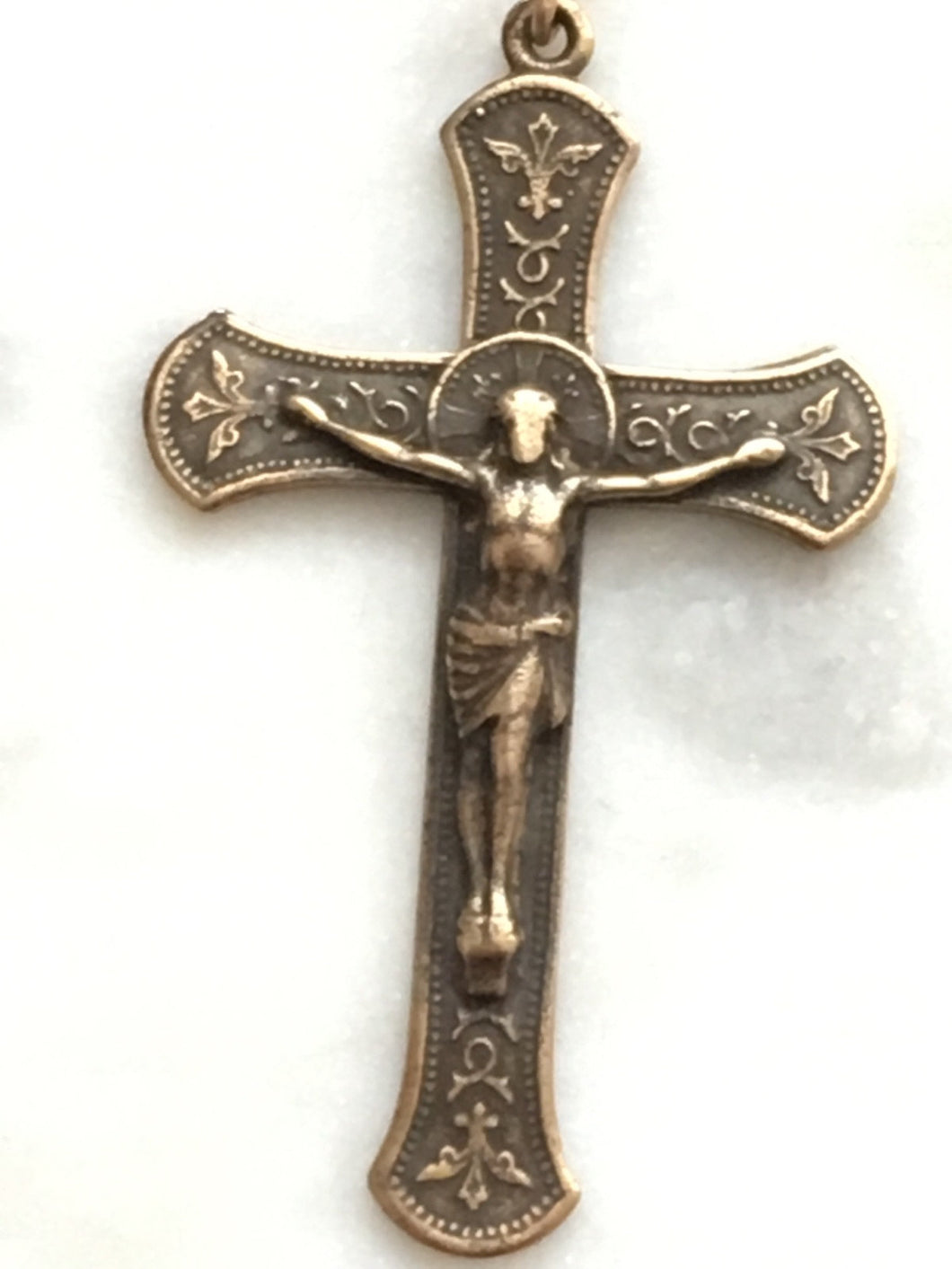 Crucifix Pendant - Sterling Silver or Bronze - Antique French Reproduction 1077