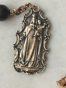 Memento Mori Rosary - Bronzite and Ox Bone - Bronze - Wire-wrapped Tenner - Carmelite Pocket rosary - Scapular CeCeAgnes