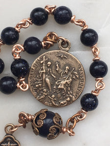 Sandstone Pocket Rosary - Bronze Medals - Holy Spirit - Trinity - Bronze - Single Decade Rosary CeCeAgnes