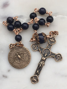 Sandstone Pocket Rosary - Bronze Medals - Holy Spirit - Trinity - Bronze - Single Decade Rosary CeCeAgnes