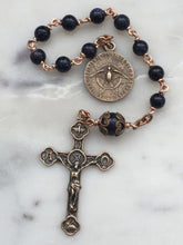 Load image into Gallery viewer, Sandstone Pocket Rosary - Bronze Medals - Holy Spirit - Trinity - Bronze - Single Decade Rosary CeCeAgnes
