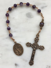 Load image into Gallery viewer, Stella Maris Pocket Rosary - Amethyst Gemstones - Bronze Crucifix and Medal - Single Decade Rosary
