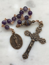 Load image into Gallery viewer, Stella Maris Pocket Rosary - Amethyst Gemstones - Bronze Crucifix and Medal - Single Decade Rosary
