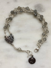 Load image into Gallery viewer, Beautiful All Sterling Labradorite Wire-wrapped Rosary Bracelet Sterling medals
