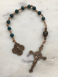 Apatite Pocket Rosary - Saint Raphael - Bronze - Single Decade Rosary
