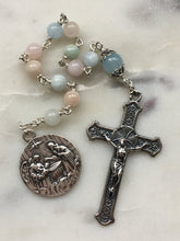Load image into Gallery viewer, Baptism Tenner - Pastel Beryl Morganite Gemstone Rosary - Argentium and Sterling Silver CeCeAgnes
