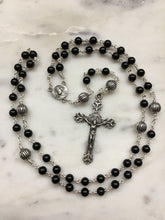 Load image into Gallery viewer, Sterling Silver Black Onyx Rosary - Bali Beads - Argentium Silver Wire-Wrapped - Beautiful medals!
